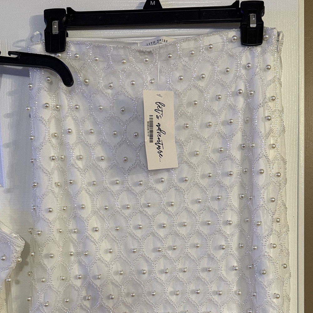 12th Tribe White Beaded Cropped Tank & Skirt Set - Picture 3 of 4